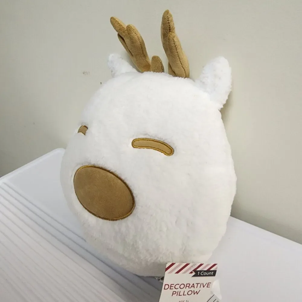 Target Bullseye Playground White Reindeer Plush Pillow Christmas 2024